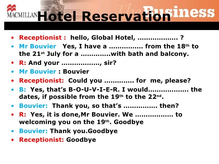 hotel language lesson