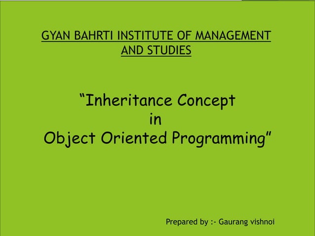 presentation on inheritance concept in c++ | PPT | Programming ...