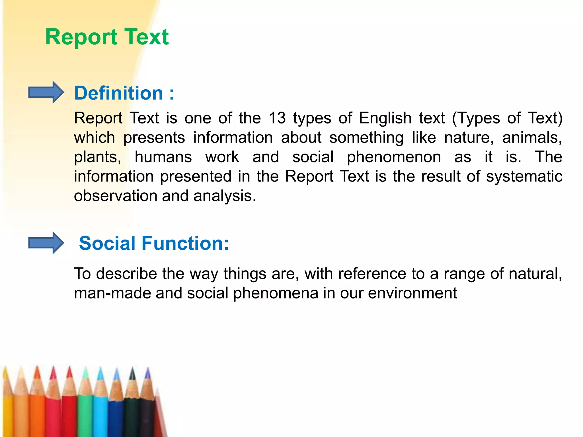 Ppt for material of report text | PPT | Free Download