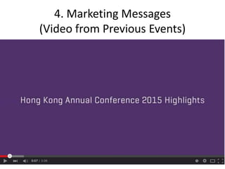 4. Marketing Messages
(Video from Previous Events)
 