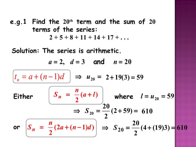 Ppt formula for sum of series