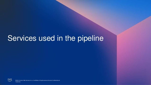 © 2022, Amazon Web Services, Inc. or its affiliates. All rights reserved. Amazon Confidential and
Trademark.
© 2022, Amazon Web Services, Inc. or its affiliates. All rights reserved. Amazon Confidential and
Trademark.
Services used in the pipeline
 