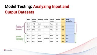 Model Testing: Analyzing Input and
Output Datasets
 