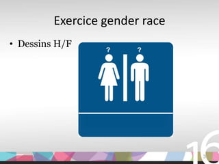 Exercice gender race
• Dessins H/F




                                3
 