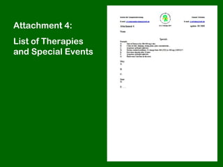 Attachment 4:
List of Therapies
and Special Events
 