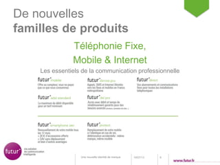 De nouvelles
familles de produits
Téléphonie Fixe,
Mobile & Internet
Les essentiels de la communication professionnelle
18/07/13 6Une nouvelle identité de marque
 