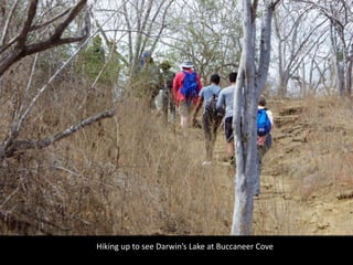 Hiking up to see Darwin’s Lake at Buccaneer Cove
 