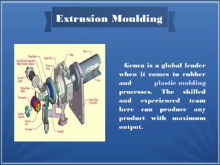 Extrusion Moulding
Genca is a global leader
when it comes to rubber
and plastic molding
processes. The skilled
and experienced team
here can produce any
product with maximum
output.
 