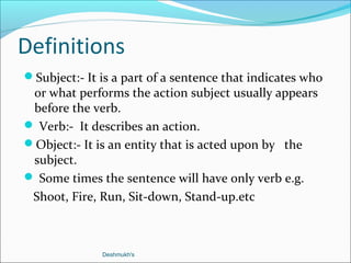 Subject Explaination Grammar PPT | PPT