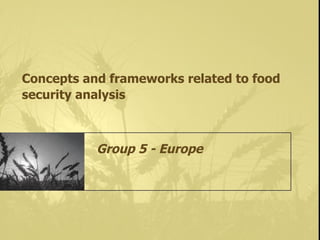   Concepts and frameworks related to food security analysis  Group 5 -  Europe   