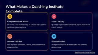 What Makes a Coaching Institute
Complete
Comprehensive Courses
Structured curriculum covering all subjects with updated
sy...