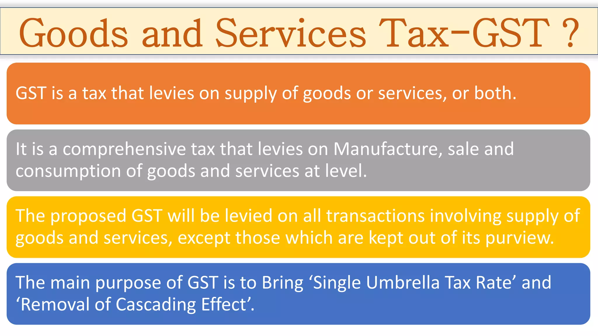PowerPoint Presentation on Goods and Services Tax | PPTX