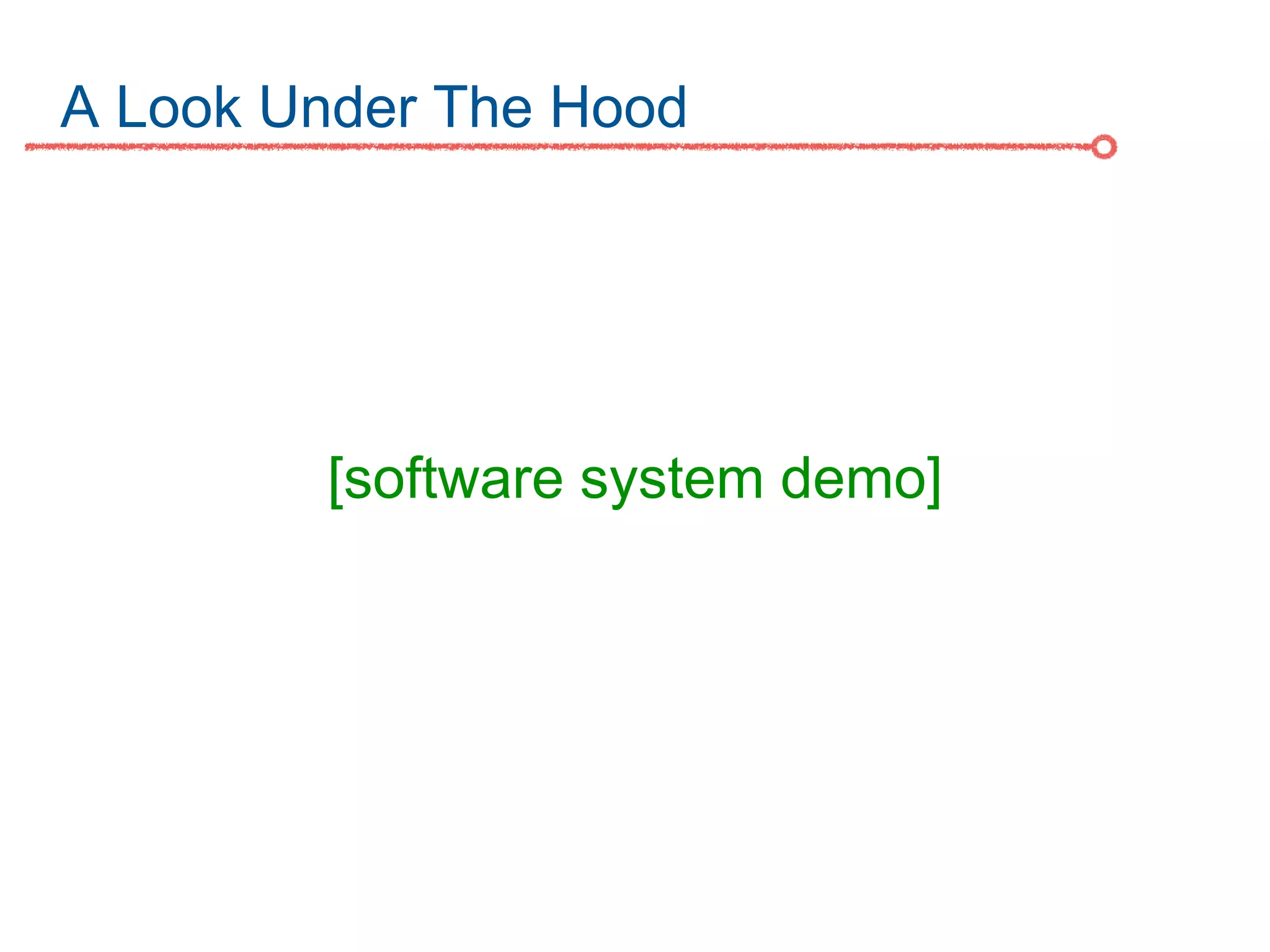 A Look Under The Hood
[software system demo]
 