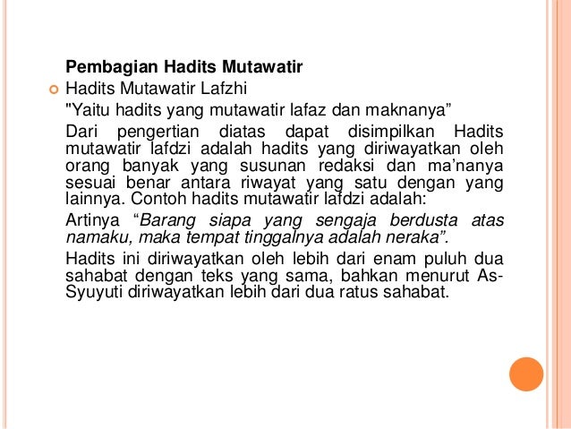 Contoh Hadits Mutawatir Dan Ahad Pdf - Gambar Islami
