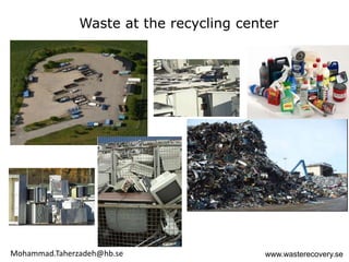Waste at the recycling center




Mohammad.Taherzadeh@hb.se                 www.wasterecovery.se
 