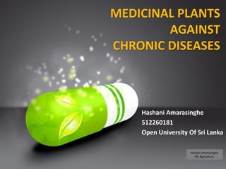Your Logo
MEDICINAL PLANTS
AGAINST
CHRONIC DISEASES
Hashani Amarasinghe
512260181
Open University Of Sri Lanka
Hashani Amarasinghe
BIS Agriculture
 