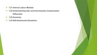  1.21 Internal Labour Markets
 1.22 Understanding Inter and Intra-Industry Compensation
Differential
 1.23 Summary
 1.24 Self-Assessment Questions
 