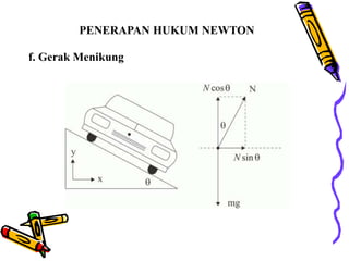 PENERAPAN HUKUM NEWTON
f. Gerak Menikung
 