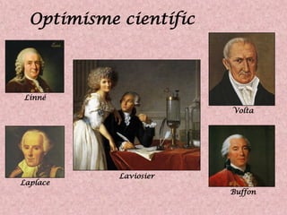 Optimisme científic
Linné
Laplace
Laviosier
Volta
Buffon
 