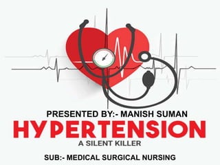 PRESENTED BY:- MANISH SUMAN
SUB:- MEDICAL SURGICAL NURSING
 