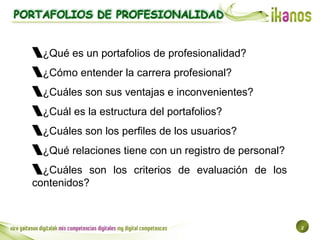 2
¿Qué es un portafolios de profesionalidad?
¿Cómo entender la carrera profesional?
¿Cuáles son sus ventajas e inconven...