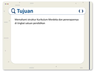 Tujuan
Memahami struktur Kurikulum Merdeka dan penerapannya
di tingkat satuan pendidikan
 