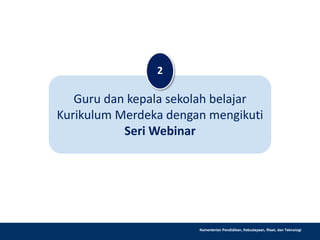 Kementerian Pendidikan, Kebudayaan, Riset, dan Teknologi
Guru dan kepala sekolah belajar
Kurikulum Merdeka dengan mengikuti
Seri Webinar
2
 