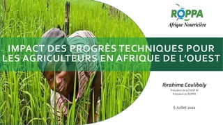 IMPACT DES PROGRÈS TECHNIQUES POUR
LES AGRICULTEURS EN AFRIQUE DE L’OUEST
Ibrahima Coulibaly
Président de la CNOP M
Président du ROPPA
6 Juillet 2021
 