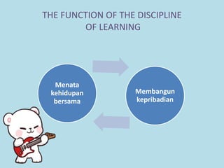 THE FUNCTION OF THE DISCIPLINE
OF LEARNING
Menata
kehidupan
bersama
Membangun
kepribadian
 