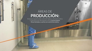 ÁREAS DE
PRODUCCIÓN:
Áreas que requieren alto control de higiene, controlde estática
y superficies anti-derrapantescomo: Cuartos limpios,
Áreas húmedas y cuartos con control de estática.
 