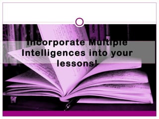 Incorporate Multiple
Intelligences into your
        lessons!
 