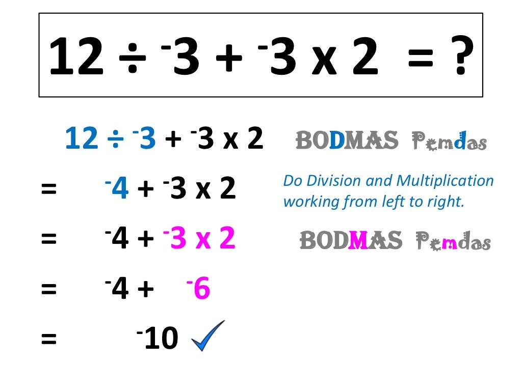 Order Of Operations And Integers
