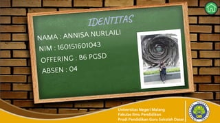 Universitas Negeri Malang
Fakulas Ilmu Pendidikan
Prodi Pendidikan Guru Sekolah Dasar
 