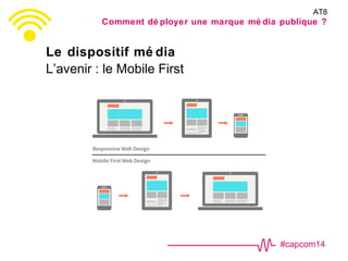 #capcom14
Le dispositif mé dia
L’avenir : le Mobile First
AT8
Comment dé ployer une marque mé dia publique ?
 