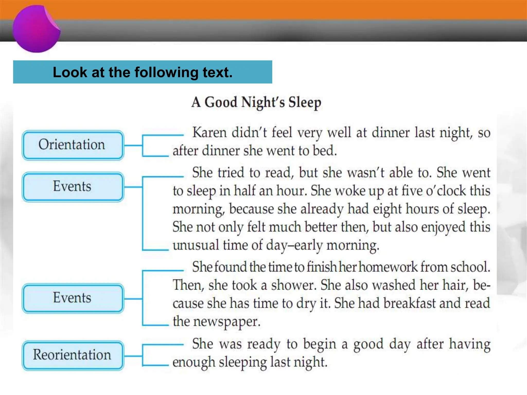 Look at the following text.
 