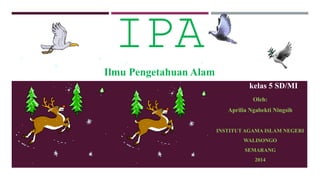 IPA 
Ilmu Pengetahuan Alam 
kelas 5 SD/MI 
Oleh: 
Aprilia Ngabekti Ningsih 
INSTITUT AGAMA ISLAM NEGERI 
WALISONGO 
SEMARANG 
2014 
 
