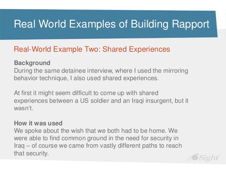 Investigation Interviews Building Rapport