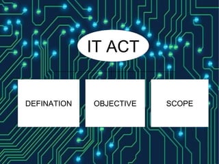 DEFINATION OBJECTIVE SCOPE
IT ACT
 
