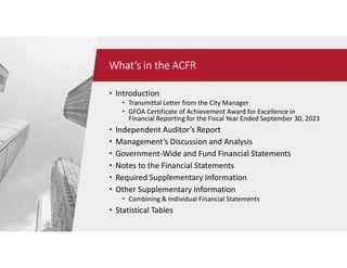 PPT Item # 6 - Annual Compreh. Financial Report (ACFR) Powerpoint | PDF
