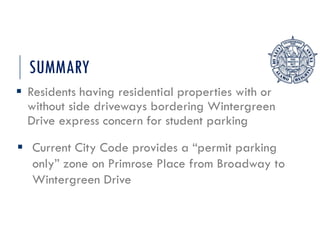 PPT Item # 6 - Permit Parking Only Wintergreen