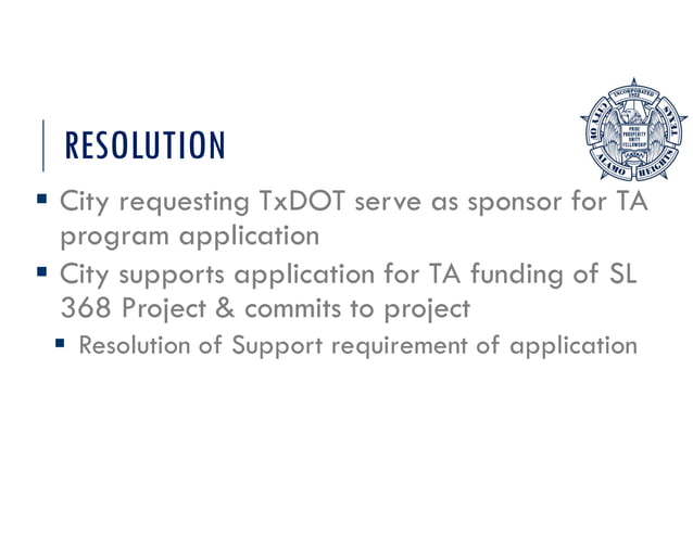 PPT Item # 7 - TxDOT TA Application | PPT
