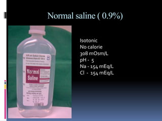 Intravenous fluids and parenteral nutritions slides Dr sarfaraz | PPTX