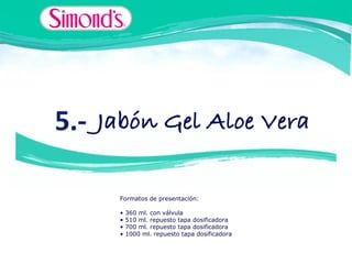 Formatos de presentación:

•   360 ml. con válvula
•   510 ml. repuesto tapa dosificadora
•   700 ml. repuesto tapa dosificadora
•   1000 ml. repuesto tapa dosificadora
 