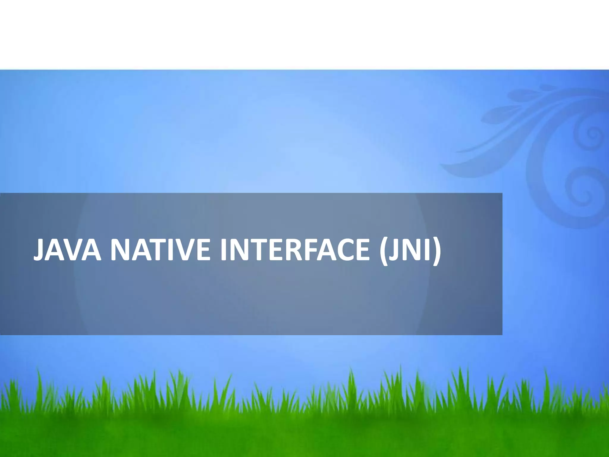 JAVA NATIVE INTERFACE (JNI)
 