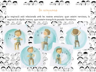 LA RESPIRACIÓ
La respiració està relacionada amb les nostres emocions: quan esteim nerviosos, la
respiració és ràpida i sonora; quan esteim tranquils és pausada i harmònica.
 