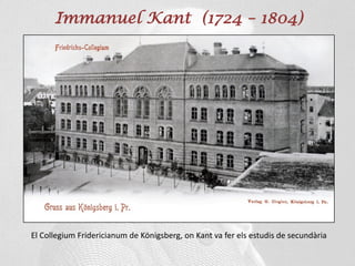 Immanuel Kant (1724 – 1804)
El Collegium Fridericianum de Königsberg, on Kant va fer els estudis de secundària
 