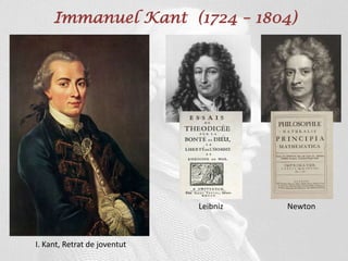 Immanuel Kant (1724 – 1804)
I. Kant, Retrat de joventut
Leibniz Newton
 