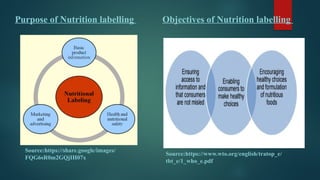 Nutritional labelling, types of claims and principles of labelling | PPTX