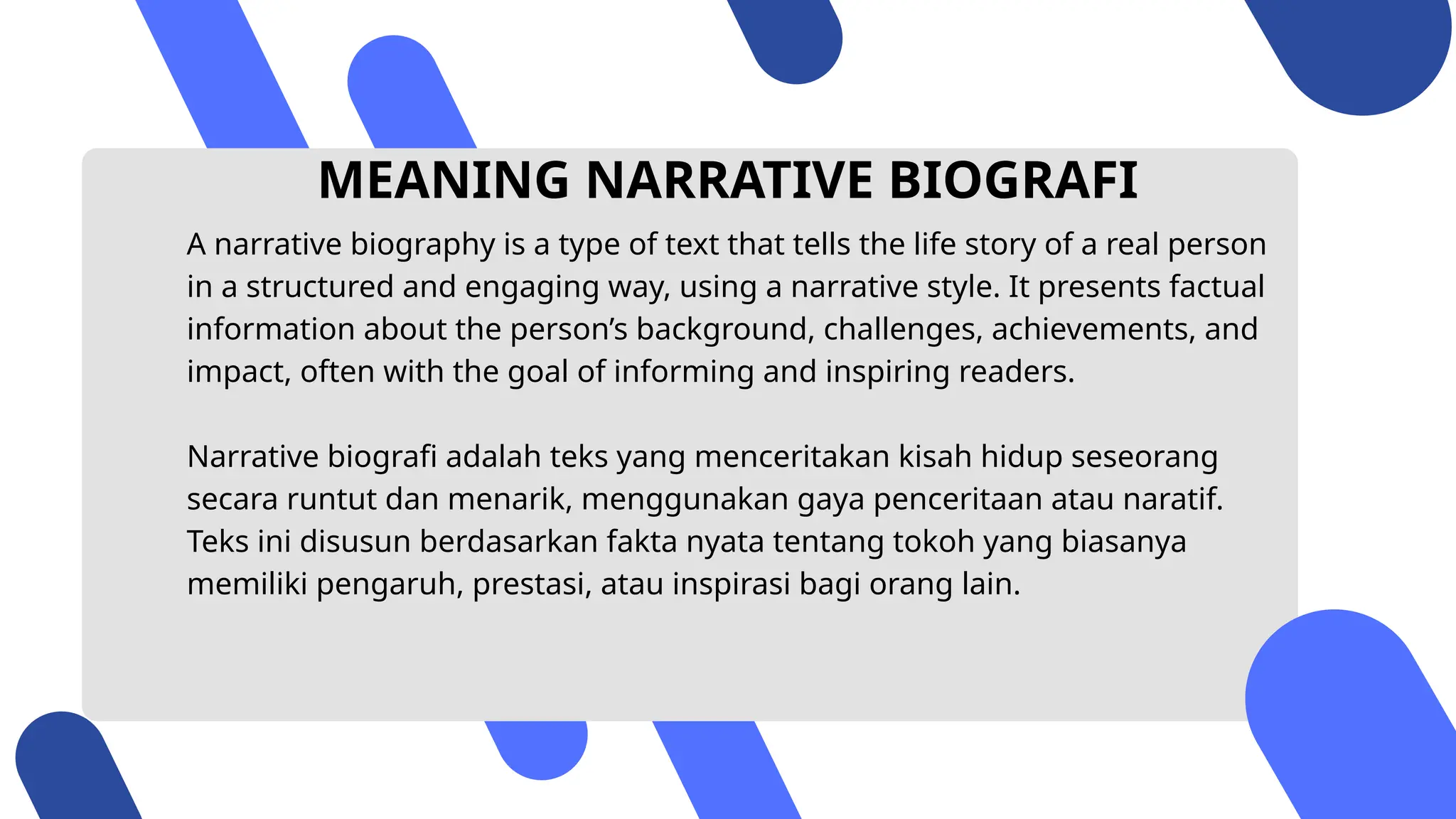 Narrative Text - Biography to tell inspiring person | PPTX