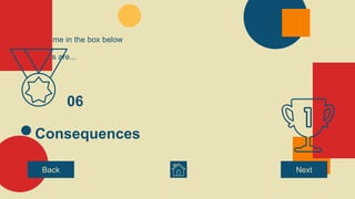 Consequences
06
Consequences are...
Define the theme in the box below
Back Next
 